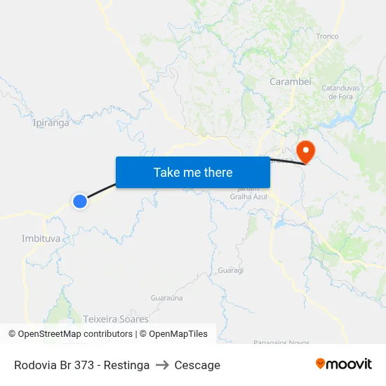 Rodovia Br 373 - Restinga to Cescage map