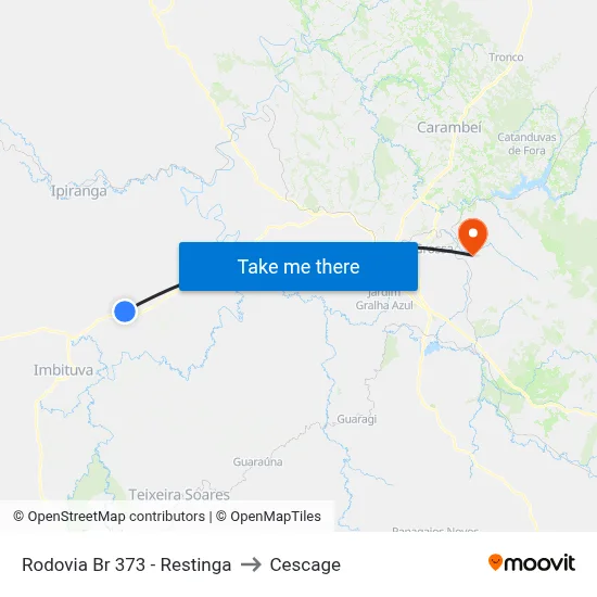 Rodovia Br 373 - Restinga to Cescage map