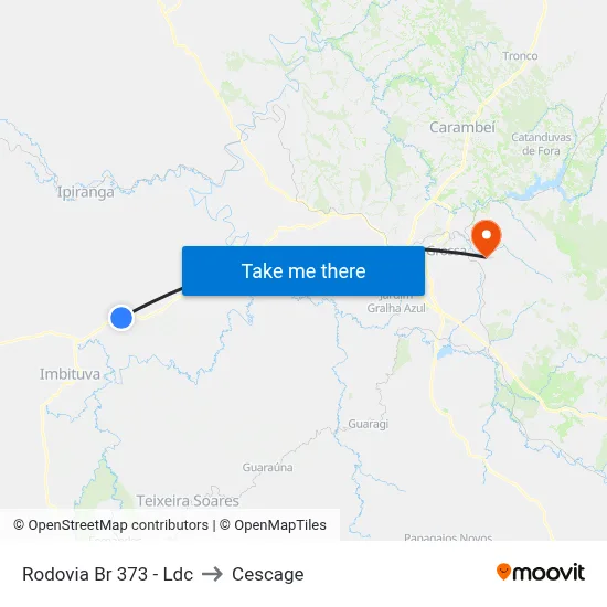 Rodovia Br 373 - Ldc to Cescage map