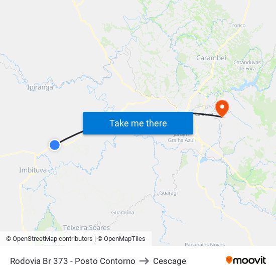 Rodovia Br 373 - Posto Contorno to Cescage map