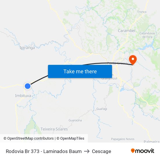 Rodovia Br 373 - Laminados Baum to Cescage map