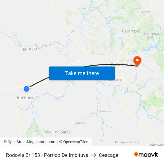 Rodovia Br 153 - Pórtico De Imbituva to Cescage map