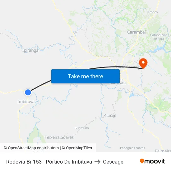 Rodovia Br 153 - Pórtico De Imbituva to Cescage map