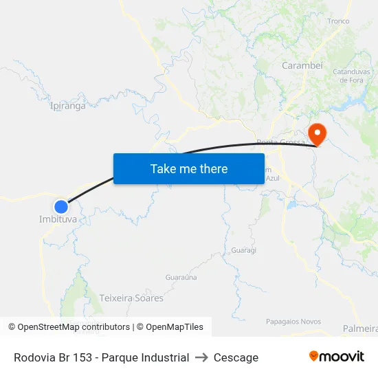 Rodovia Br 153 - Parque Industrial to Cescage map