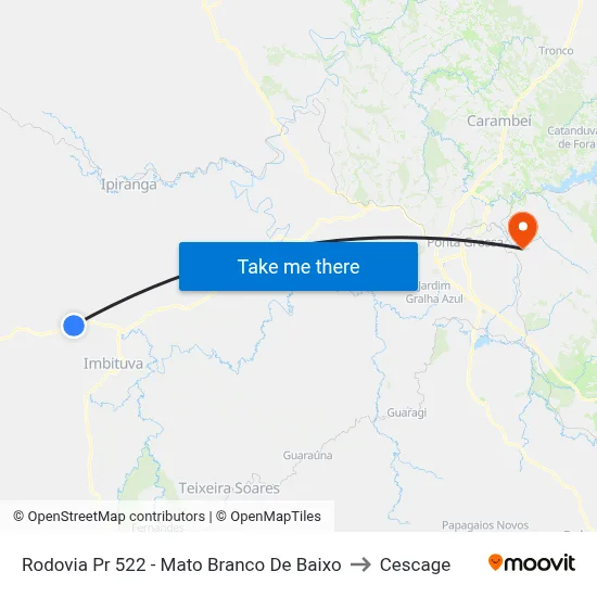 Rodovia Pr 522 - Mato Branco De Baixo to Cescage map