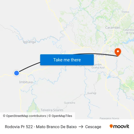 Rodovia Pr 522 - Mato Branco De Baixo to Cescage map