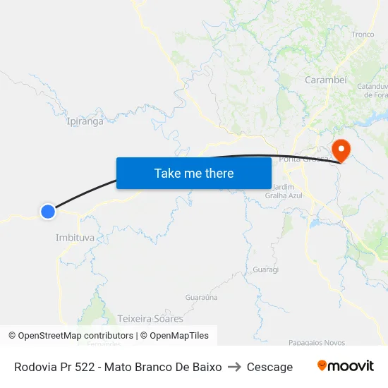 Rodovia Pr 522 - Mato Branco De Baixo to Cescage map