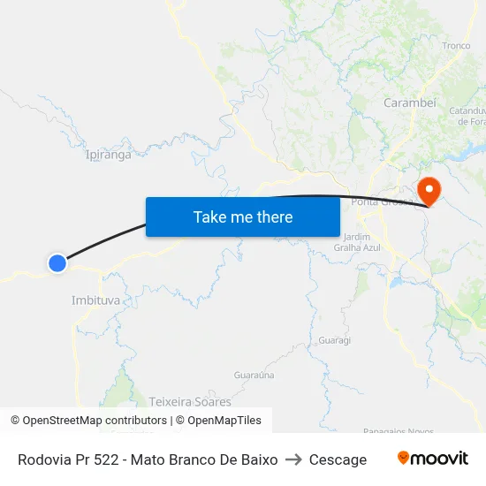 Rodovia Pr 522 - Mato Branco De Baixo to Cescage map