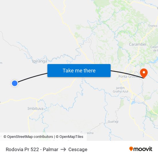 Rodovia Pr 522 - Palmar to Cescage map