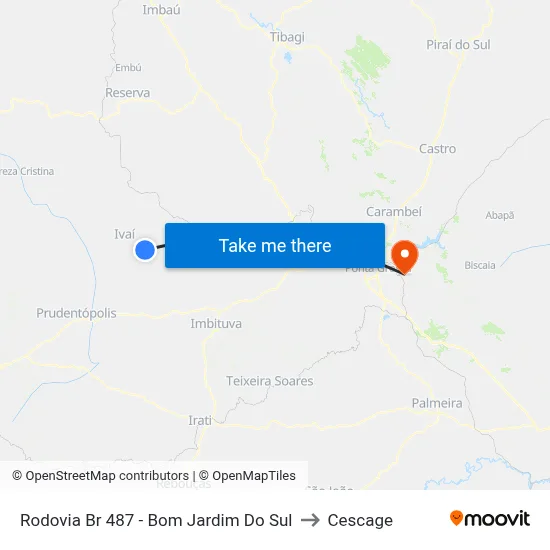 Rodovia Br 487 - Bom Jardim Do Sul to Cescage map
