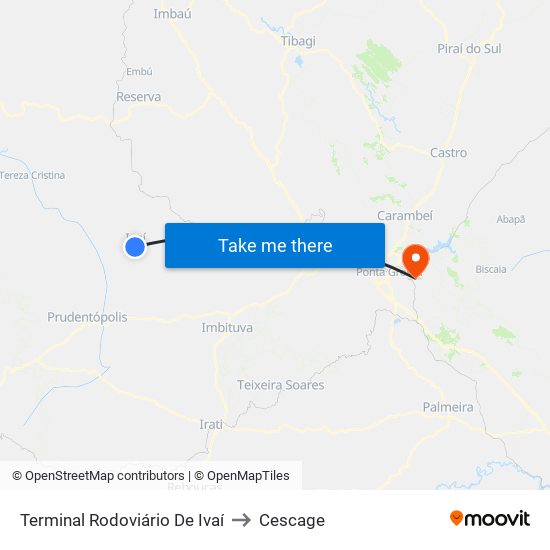 Terminal Rodoviário De Ivaí to Cescage map