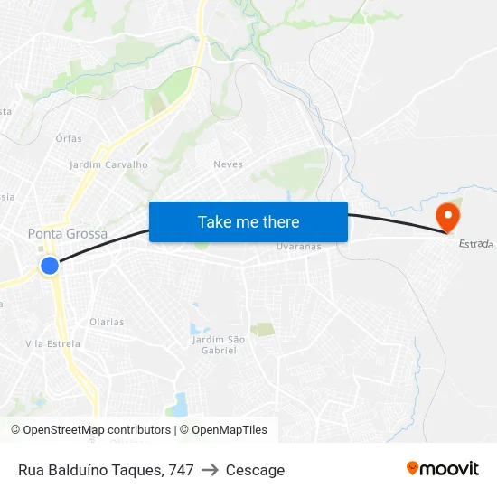 Rua Balduíno Taques, 747 to Cescage map