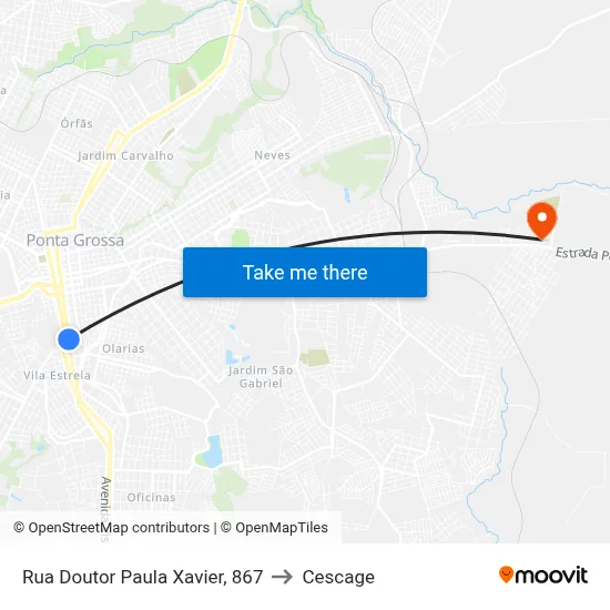 Rua Doutor Paula Xavier, 867 to Cescage map