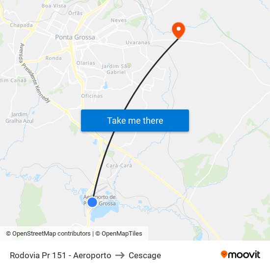 Rodovia Pr 151 - Aeroporto to Cescage map