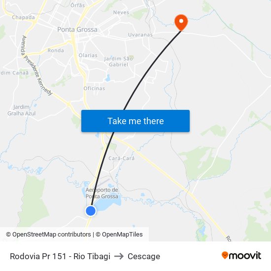 Rodovia Pr 151 - Rio Tibagi to Cescage map