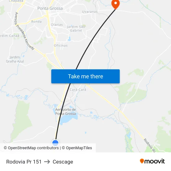 Rodovia Pr 151 to Cescage map