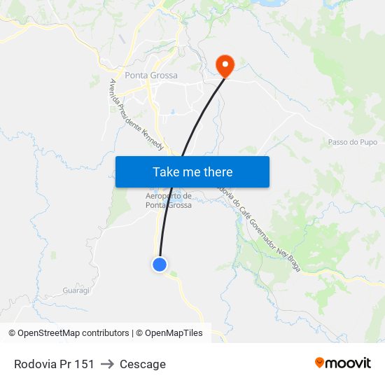 Rodovia Pr 151 to Cescage map