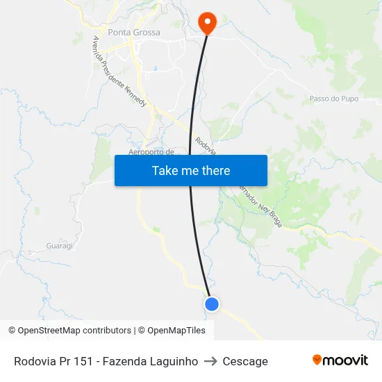 Rodovia Pr 151 - Fazenda Laguinho to Cescage map