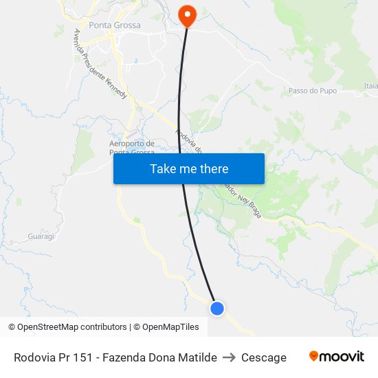 Rodovia Pr 151 - Fazenda Dona Matilde to Cescage map