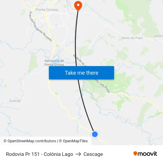 Rodovia Pr 151 - Colônia Lago to Cescage map