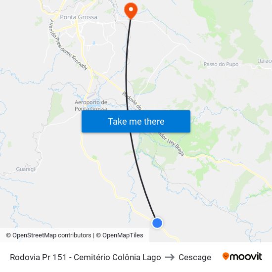 Rodovia Pr 151 - Cemitério Colônia Lago to Cescage map
