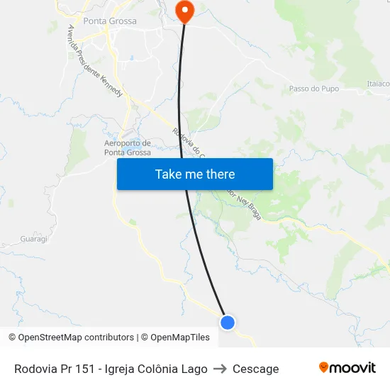Rodovia Pr 151 - Igreja Colônia Lago to Cescage map