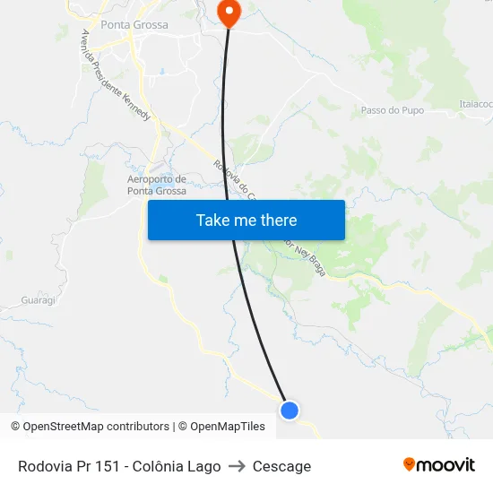 Rodovia Pr 151 - Colônia Lago to Cescage map