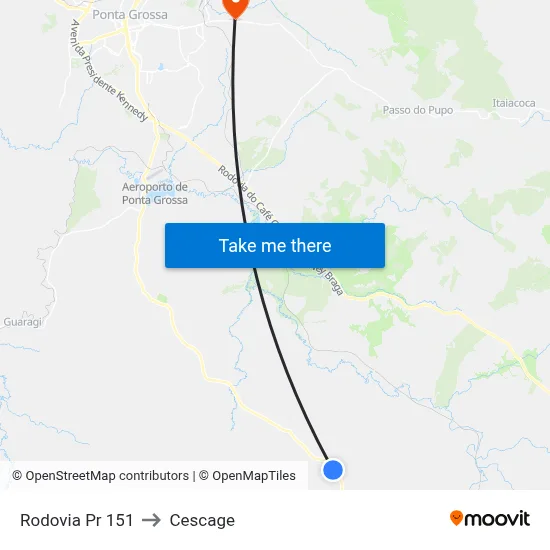 Rodovia Pr 151 to Cescage map