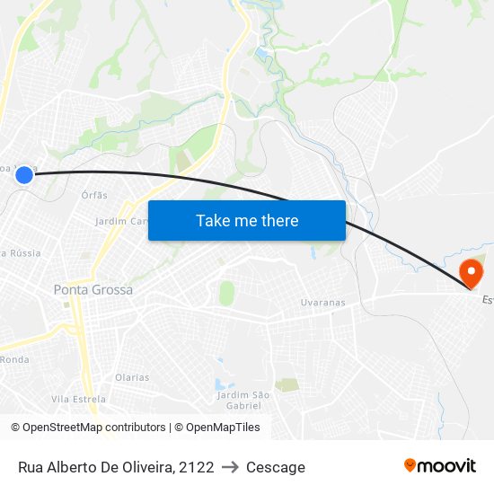 Rua Alberto De Oliveira, 2122 to Cescage map