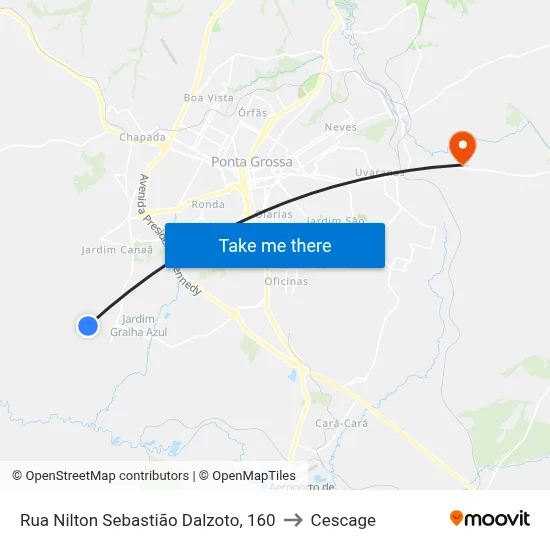 Rua Nilton Sebastião Dalzoto, 160 to Cescage map
