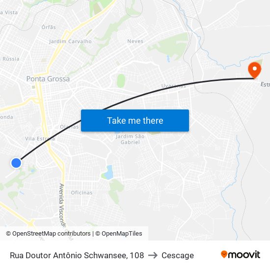 Rua Doutor Antônio Schwansee, 108 to Cescage map