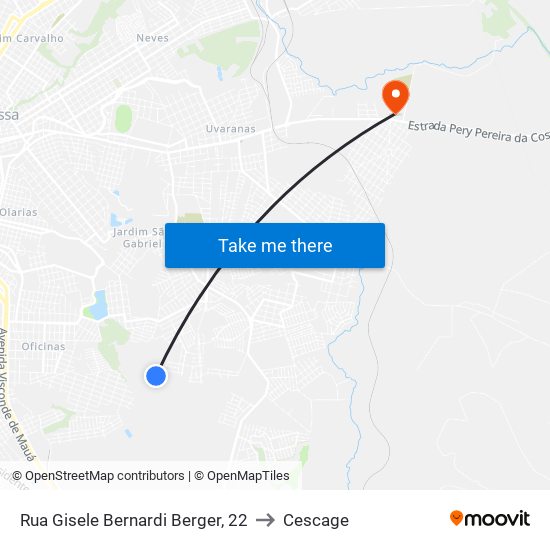 Rua Gisele Bernardi Berger, 22 to Cescage map