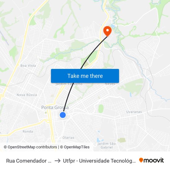 Rua Comendador Miró, 202-300 to Utfpr - Universidade Tecnológica Federal Do Paraná map