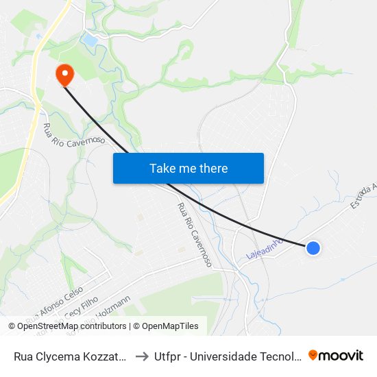 Rua Clycema Kozzatz Carvalho, 435-597 to Utfpr - Universidade Tecnológica Federal Do Paraná map