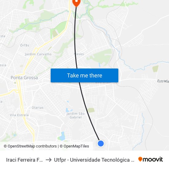 Iraci Ferreira Fe Oliveira to Utfpr - Universidade Tecnológica Federal Do Paraná map