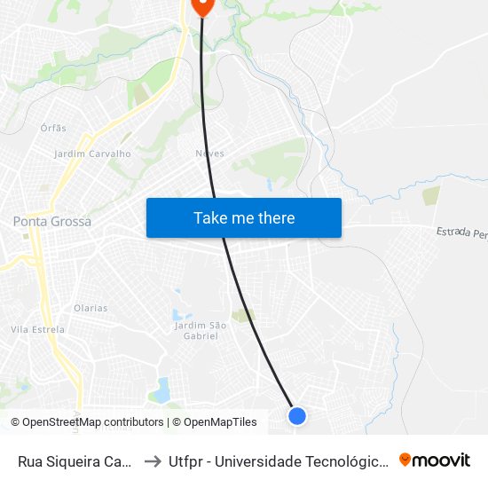 Rua Siqueira Campos, 4167 to Utfpr - Universidade Tecnológica Federal Do Paraná map