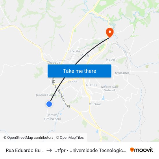 Rua Eduardo Burgardt, 144 to Utfpr - Universidade Tecnológica Federal Do Paraná map
