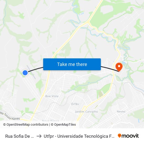 Rua Sofia De Lara, 25 to Utfpr - Universidade Tecnológica Federal Do Paraná map