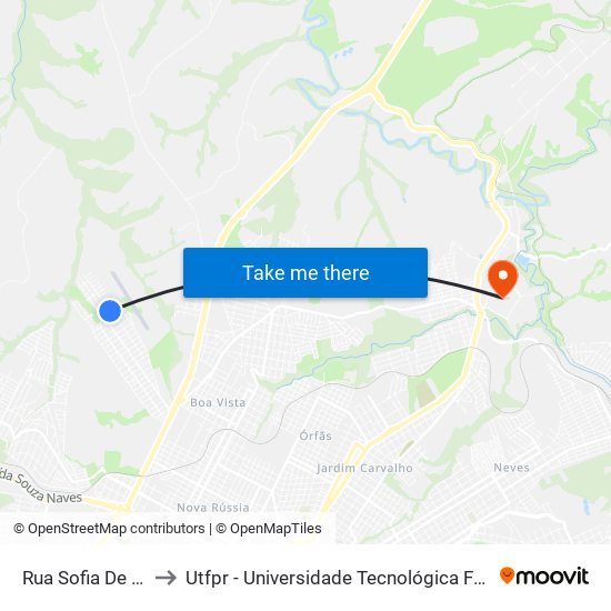 Rua Sofia De Lara, 12 to Utfpr - Universidade Tecnológica Federal Do Paraná map