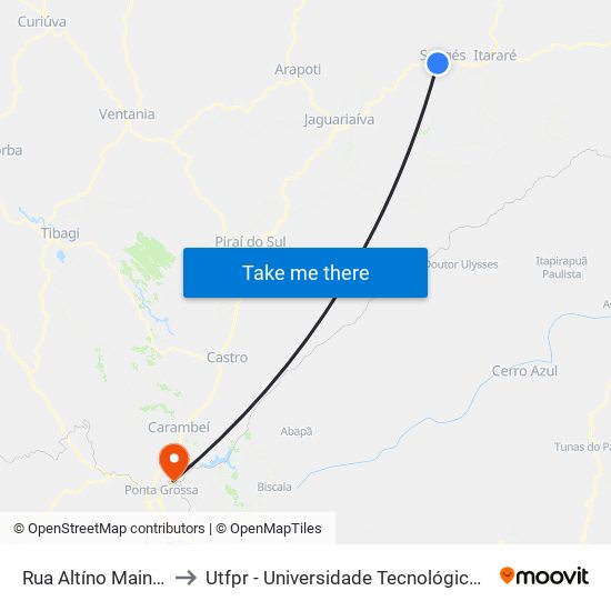 Rua Altíno Mainardes, 974 to Utfpr - Universidade Tecnológica Federal Do Paraná map