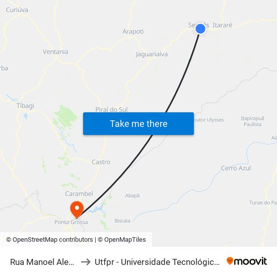 Rua Manoel Alexandre, 305 to Utfpr - Universidade Tecnológica Federal Do Paraná map