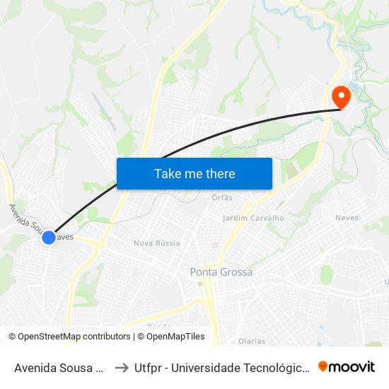 Avenida Sousa Naves, 2556 to Utfpr - Universidade Tecnológica Federal Do Paraná map