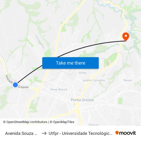 Avenida Souza Naves, 3253 to Utfpr - Universidade Tecnológica Federal Do Paraná map