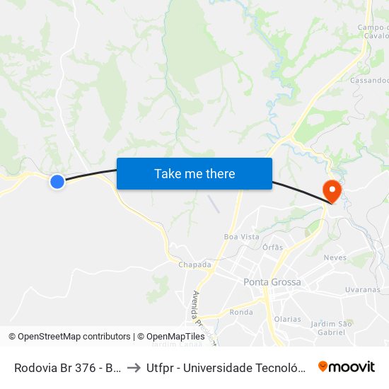 Rodovia Br 376 - Bairro Cristo Rei to Utfpr - Universidade Tecnológica Federal Do Paraná map