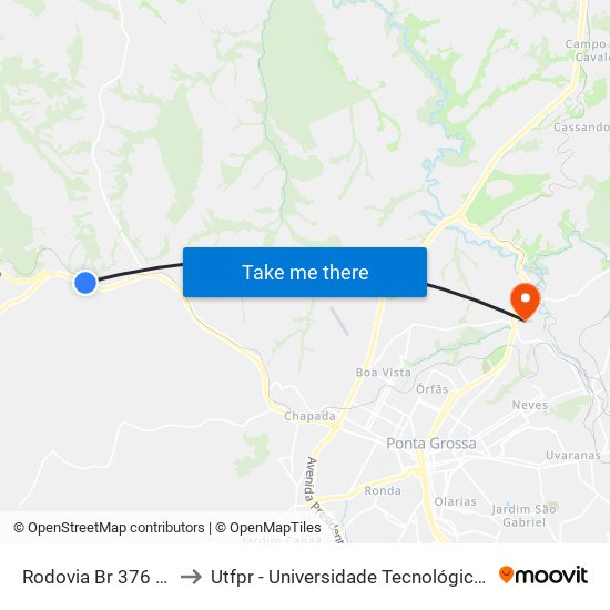 Rodovia Br 376 - Posto Mel to Utfpr - Universidade Tecnológica Federal Do Paraná map
