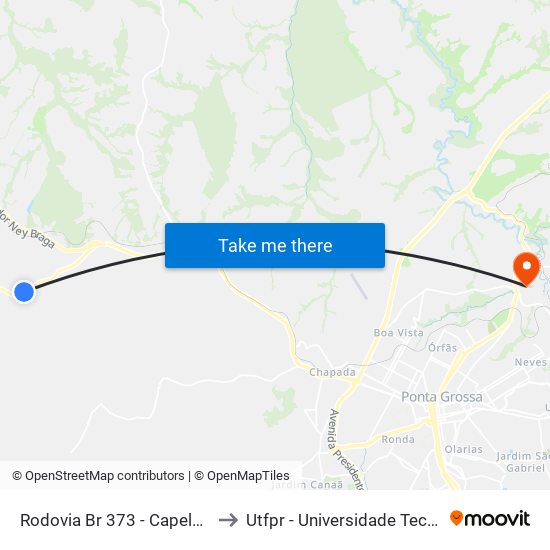 Rodovia Br 373 - Capela Nossa Senhora Do Carmo to Utfpr - Universidade Tecnológica Federal Do Paraná map
