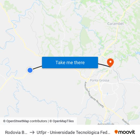 Rodovia Br 373 to Utfpr - Universidade Tecnológica Federal Do Paraná map