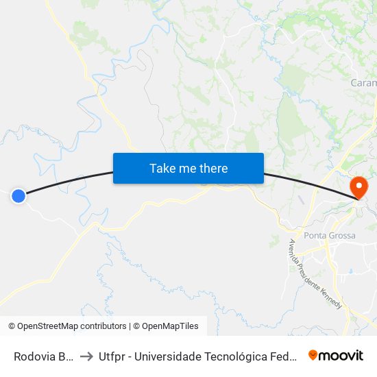 Rodovia Br 153 to Utfpr - Universidade Tecnológica Federal Do Paraná map