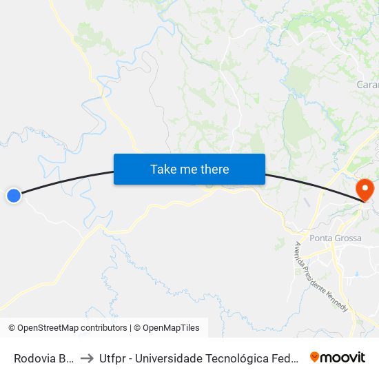 Rodovia Br 153 to Utfpr - Universidade Tecnológica Federal Do Paraná map