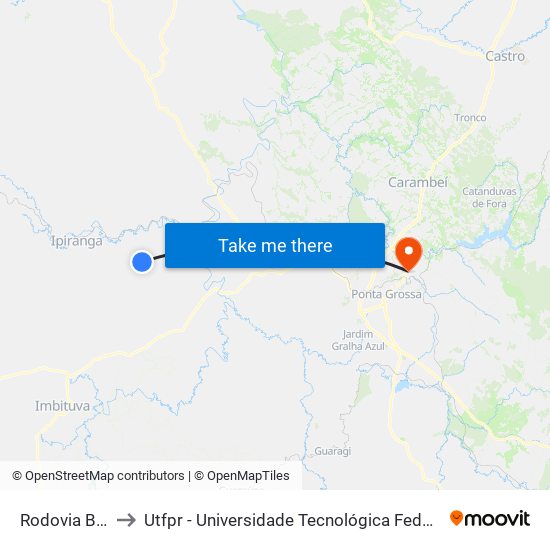 Rodovia Br 153 to Utfpr - Universidade Tecnológica Federal Do Paraná map